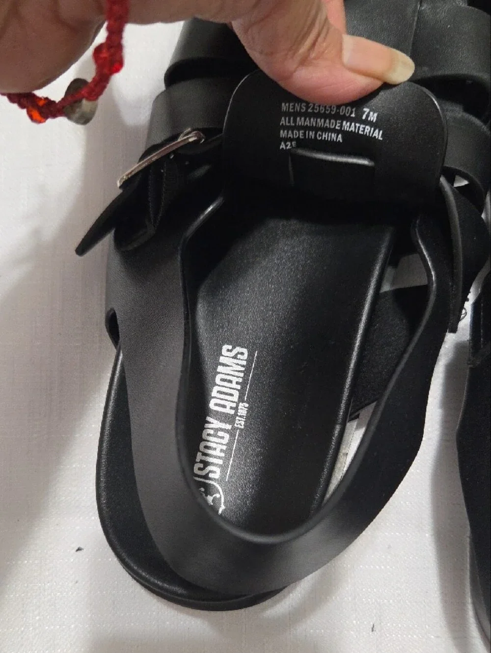 Stacy Adams Black Woven Leather Fisherman Sandals